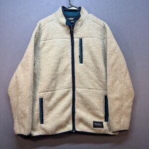 Eddie Bauer Jacket Mens Large Sherpa Fleece Full Zip Pockets Hiking